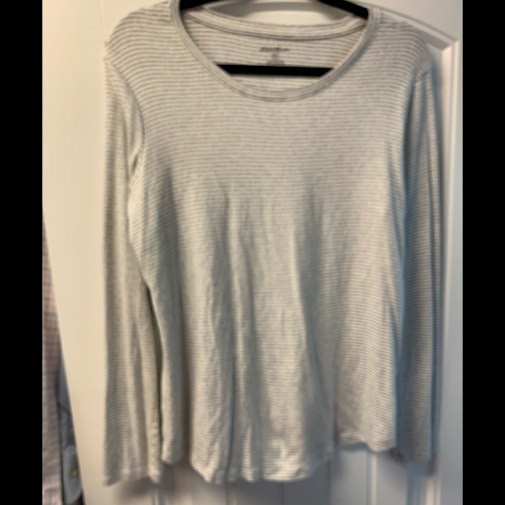Eddie Bauer XL grey and white striped top.